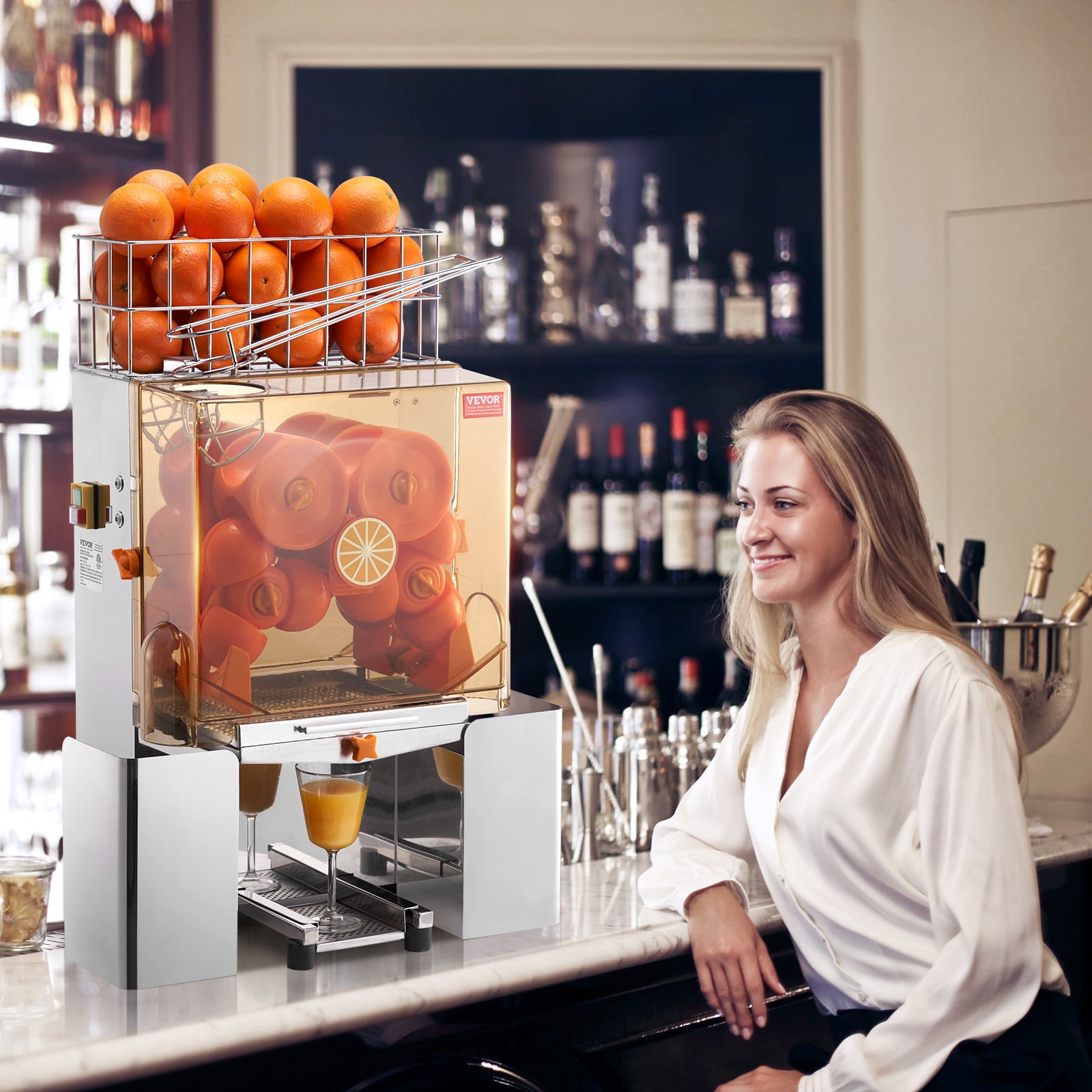 KFFKFF Commercial Orange Juicer Machine 120W Juice Squeezer Extractor Filter Box