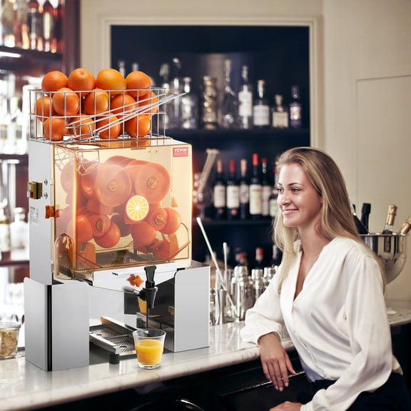 KFFKFF Commercial Orange Juicer Machine 120W Juice Squeezer Extractor Water Tap