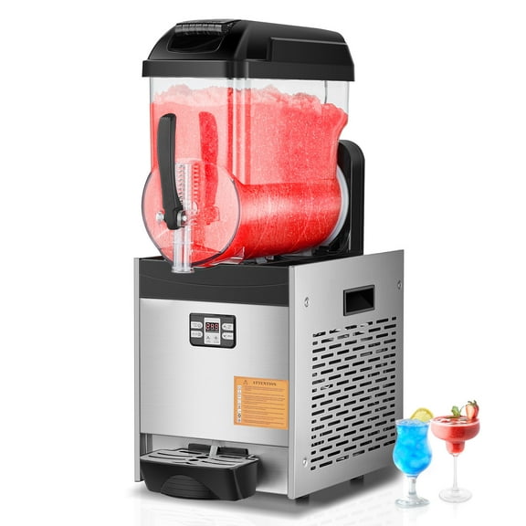 KFFKFF Commercial Slushy Machine, 12L Single Tank Frozen Beverage Maker, Stainless Steel Smoothie and Frozen Drink Machine, Ideal for Home Gatherings, Restaurants, Cafes, and Bars
