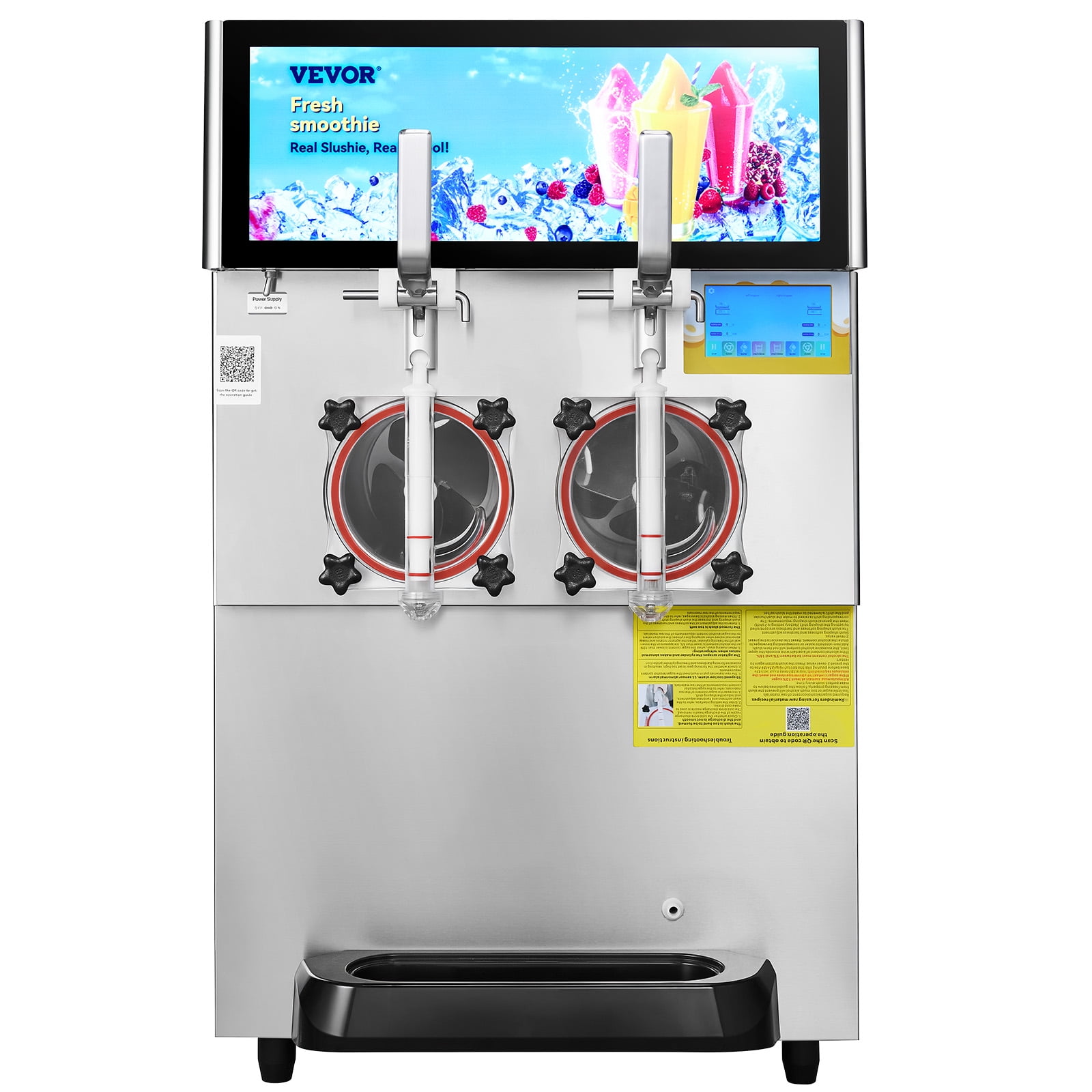 KFFKFF Commercial Slushy Machine, 8L / 2.1 Gal Dual Bowl Frozen Drink Maker, 1155W Stainless Steel Smoothie and Margarita Machine for Parties, Cafes, Restaurants, Bars, and Home Use
