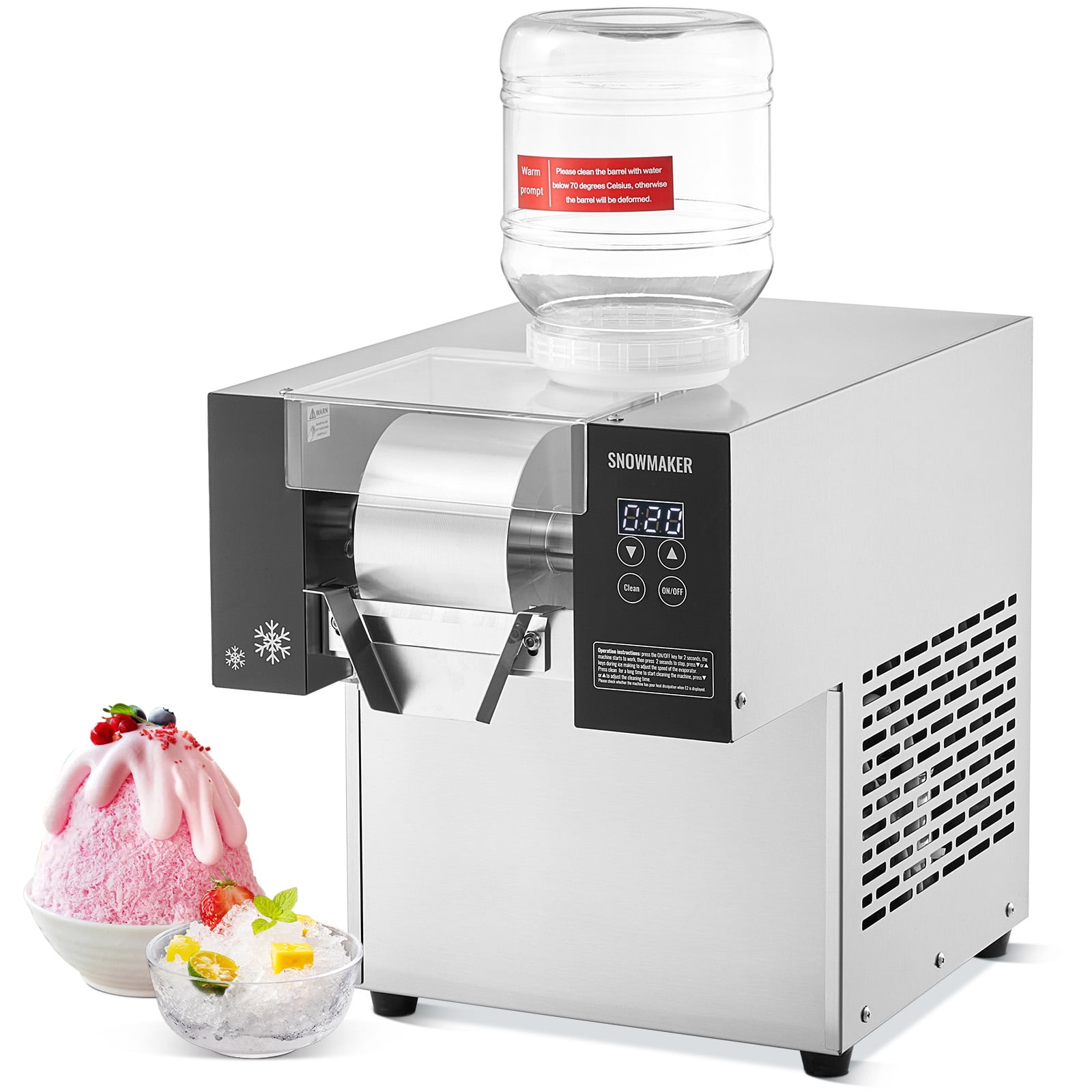 KFFKFF Commercial Snowflake Ice Machine, 276LBS/24H Capacity, Stainless Steel Ice Maker with Air Cooling System, Electric Ice Shaver for Bakery and Cafe Use