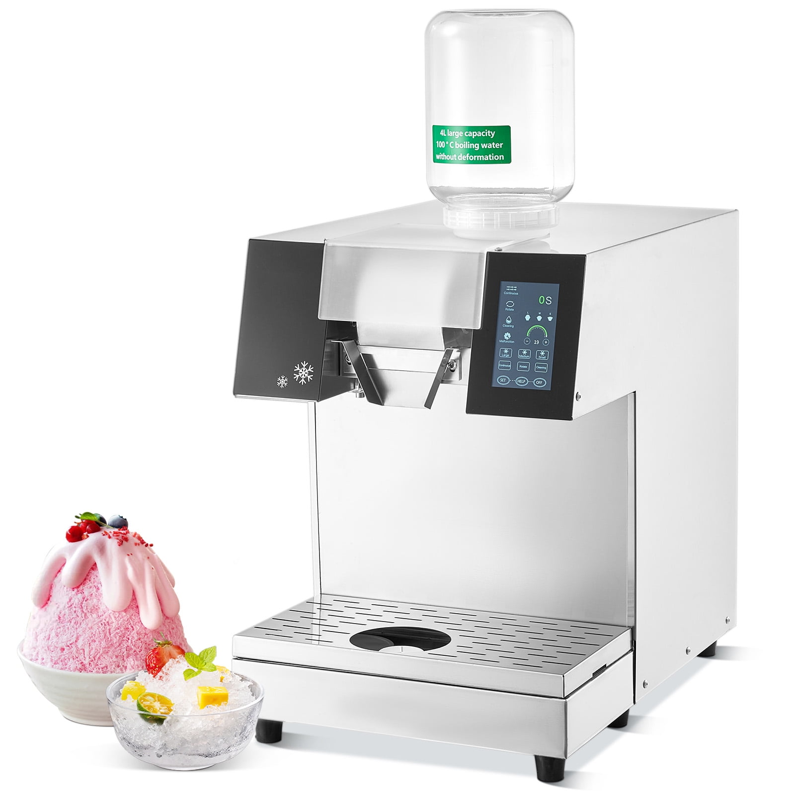 KFFKFF Commercial Snowflake Ice Machine, 397 lbs/24H Capacity, Stainless Steel Ice Maker, Electric Ice Shaver, Efficient Cooling System for Quick Heat Dissipation, Ideal for Desserts
