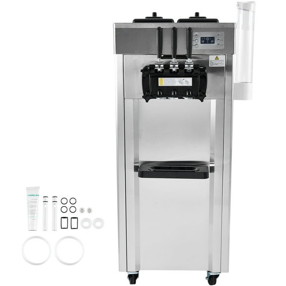 KFFKFF Commercial Soft Ice Cream Machine 21-31 L/H Output 3-Flavor