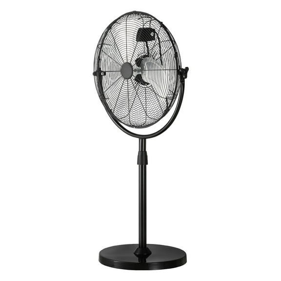 KFFKFF 18-Inch Industrial Pedestal Fan, Adjustable Height from 45.3 to 57.9 Inches, Floor Fan with 3 Speed Settings, Powerful Airflow for Warehouses, Garages, Commercial, and Residential Use, Black
