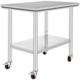 thumbnail image 1 of KFFKFF Commercial Work Food Prep Table, 36"x24" Stainless Steel Rolling Kitchen Cart with 4 Caster Wheels ,Heavy Duty Worktable Adjustable Undershelf, 1 of 9