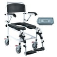 thumbnail image 1 of KFFKFF Commode Wheelchair for Shower Use, Equipped with 4 Secure Wheels, Adjustable Footrests, Foldable Arms, 3-Stage Height Customization, Detachable 5L Bucket, Supports up to 350 LBS, 1 of 9