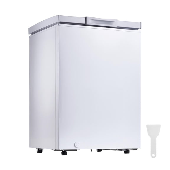 KFFKFF Compact 3.3 Cu.ft Chest Freezer with Top-Opening Door, Includes 2 Removable Baskets, Adjustable Temperature Control, Energy-Efficient, Quiet Operation, and Suitable for Garage Use, White
