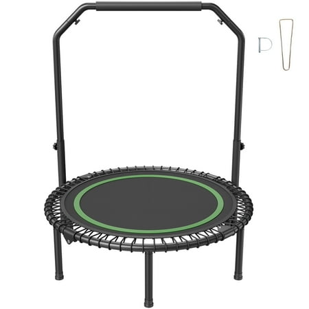 KFFKFF Compact Bouncing Trampoline, 40-Inch Fitness Jumper, Supports up to 330lbs, Exercise Trampoline, Quiet and Steady,with 4-Level Height Adjustable Foam Grip,Suitable for Indoor/Garden Exercise