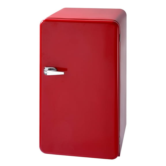KFFKFF Compact Mini Fridge, 3.2 Cu.Ft, Single Door Refrigerator with Adjustable Cooling, Glass Shelves, Energy-Saving Design, Quiet Operation, Ideal for Bedroom, Office, Dorm, Red