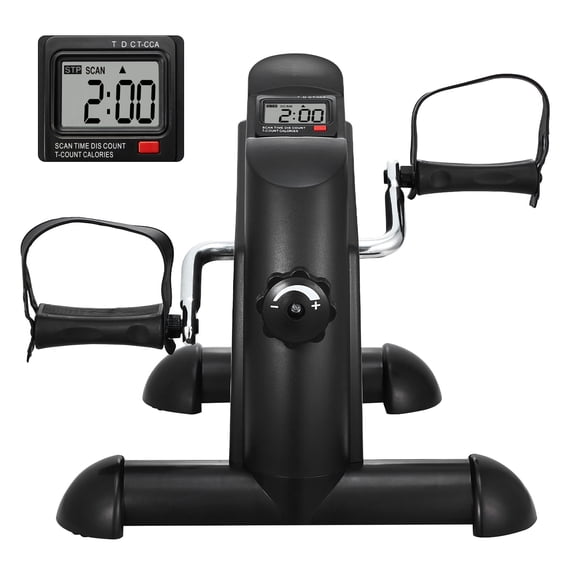 KFFKFF Compact Pedal Trainer, Under-Desk Bicycle for Arm/Leg Workout, Adjustable Resistance Home Office Exercise Equipment, Portable Cycle with Digital Monitor & Anti-Skid Mat