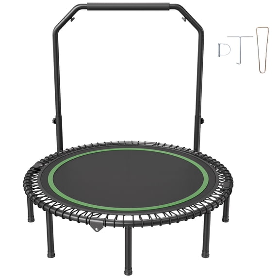 KFFKFF Compact Trampoline, 51-Inch Fitness Bouncer, 450lbs Weight Capacity Exercise Trampoline, Steady & Silent, with Four-Stage Height Adjustable Foam Grip, Suitable for Garden Exercise for Adults
