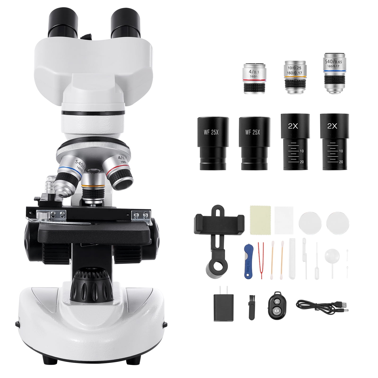 Build Compound Microscope KFFKFF Compound Binocular Microscope, 40-2000X Magnification ...