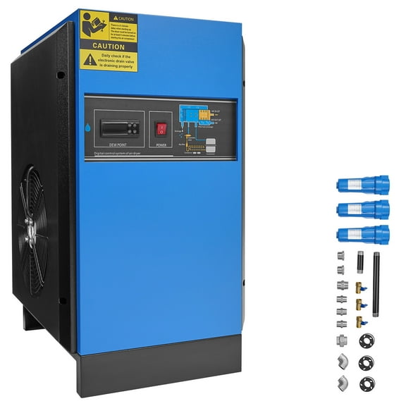 KFFKFF Compressed Air Dryer, 125CFM Refrigerated Air-Drying System, 110-120V Industrial Unit for 20HP, 25HP & 30HP Compressors - Features Color Screen Control Panel and Automatic Drainage
