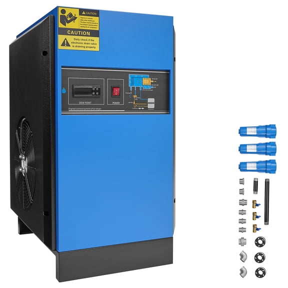 KFFKFF Compressed Air Dryer, 85CFM Refrigerated System, 110-120V Industrial Air-Drying Unit for 15HP & 20HP Compressors - Featuring Color Screen Control Panel and Automatic Drainage
