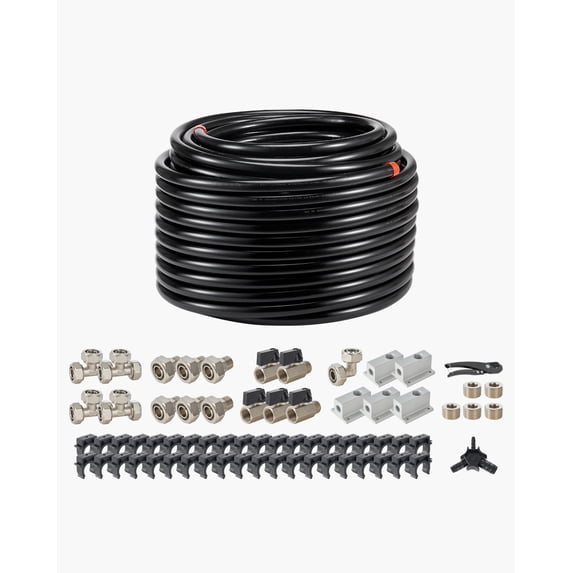 KFFKFF Compressed Air System, 200FT x 3/4", HDPE-Aluminum, Air Compressor Tubing Kit, Leak-Resistant & Simple Installation, Air Line Kit for Workshops Garages, Black