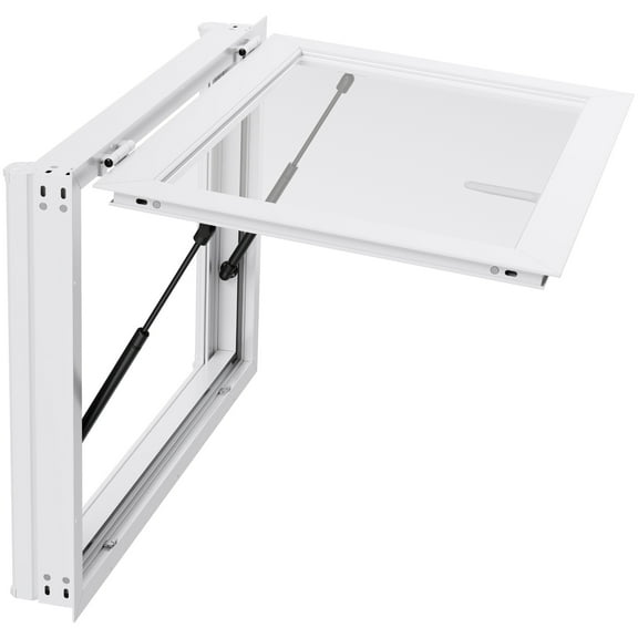 KFFKFF Concession Window 36x24 in, Aluminum Alloy Service Window for Food Trucks, 85-Degree Awning with Sliding Panels and Drag Hook, Ideal for Food Trailers