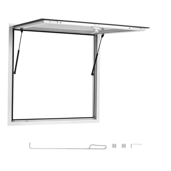 KFFKFF Concession Window 36x36 in Aluminum Alloy Frame Service Window, Designed for Food Trucks, Features Awning Door with Drag Hook, Opens Up to 85 Degrees, and Rainwater-Resistant for Trailers