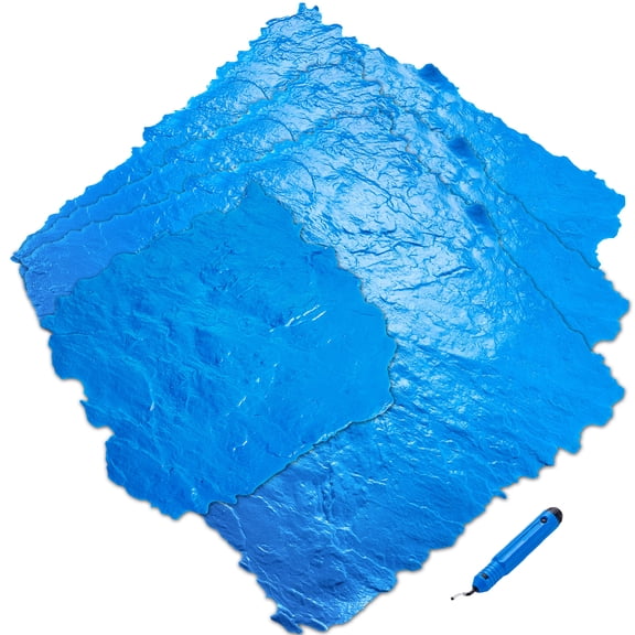 KFFKFF Concrete Stamp Mat Set, 36 x 36 in & 18 x 18 in, 4-Piece Polyurethane Texturing Mats with Slate Stone Tile Design, Seamless Imprint Molds for Outdoor Decorative Concrete Surfaces