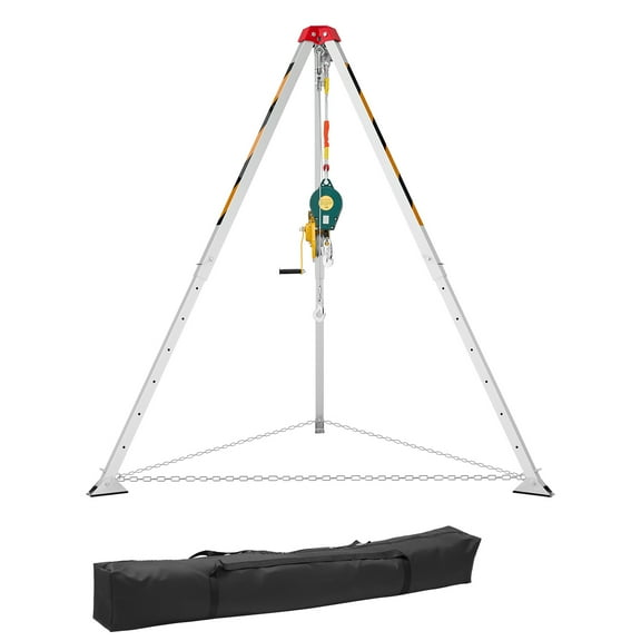 KFFKFF Confined Space Tripod Kit with Adjustable Legs, 1200 lbs Lifting Capacity, 65 ft Cable, 32.8 ft Fall Protection, 4.40-7.05 ft Working Height, Portable Design
