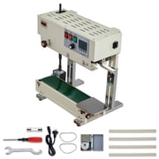 KFFKFF Continuous Bag Band Sealing Machine, 0.24-0.47 in Seal Width, Vertical Sealer with Roller Printing, Adjustable Temperature & Speed, Heat Sealer for 0.001-0.03 in Plastic Bags