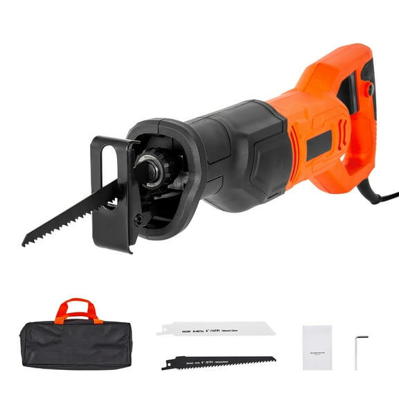 KFFKFF Corded Reciprocating Saw, 120V 6A, 3000 SPM Adjustable Speed, 3/4 inch Stroke, Electric Saw with 8 Blades and Carrying Case, Suitable for Cutting Wood, Metal, and Plastic