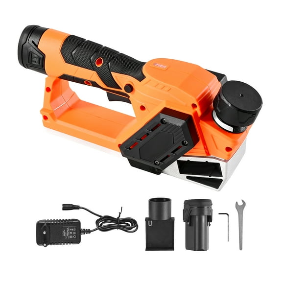 KFFKFF Cordless Handheld Planer, 2-1/5-Inch Cutting Width, 14500 RPM Electric Wood Planer with 12V 2 Ah Lithium Battery, Brushless Motor, Adjustable Depth, Dual Blades, Ideal for Woodworking