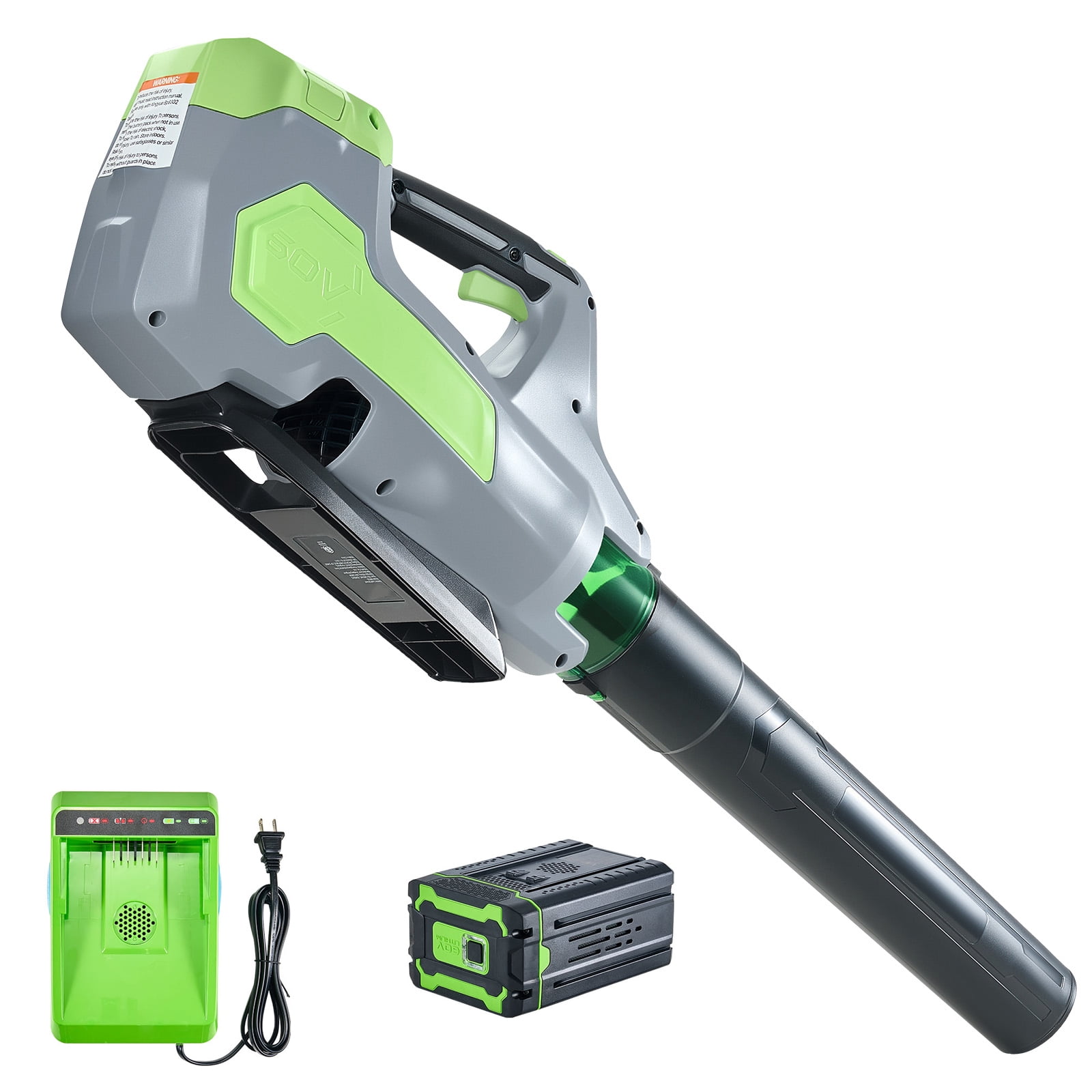 KFFKFF Cordless Leaf Blower, 60V Electric Leaf Blower with 5.0Ah Battery, Quick Charging, Low Noise, 3-Speed Settings, 650 CFM/125 MPH Lightweight Design for Leaves and Lawn Maintenance