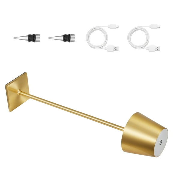 KFFKFF Cordless Table Lamp, 2-Pack, 5200mAh Rechargeable Battery, Adjustable Brightness, 3 Height Settings, Removable Lampshade for Bottles, Dining, Bedroom, Outdoor Use, Gold