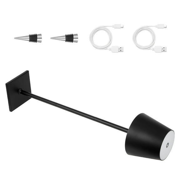 KFFKFF Cordless Table Lamp, 2-Pack, Rechargeable 5200mAh Battery, Adjustable Brightness, 3 Height Settings, Detachable Lampshade for Bottles, Dining, Bedroom, Outdoor Use, Black