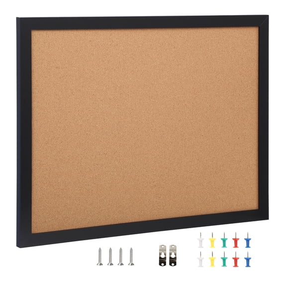 KFFKFF Cork Board Bulletin Board with MDF Sticker Frame Wall Mounted 36" x 24"
