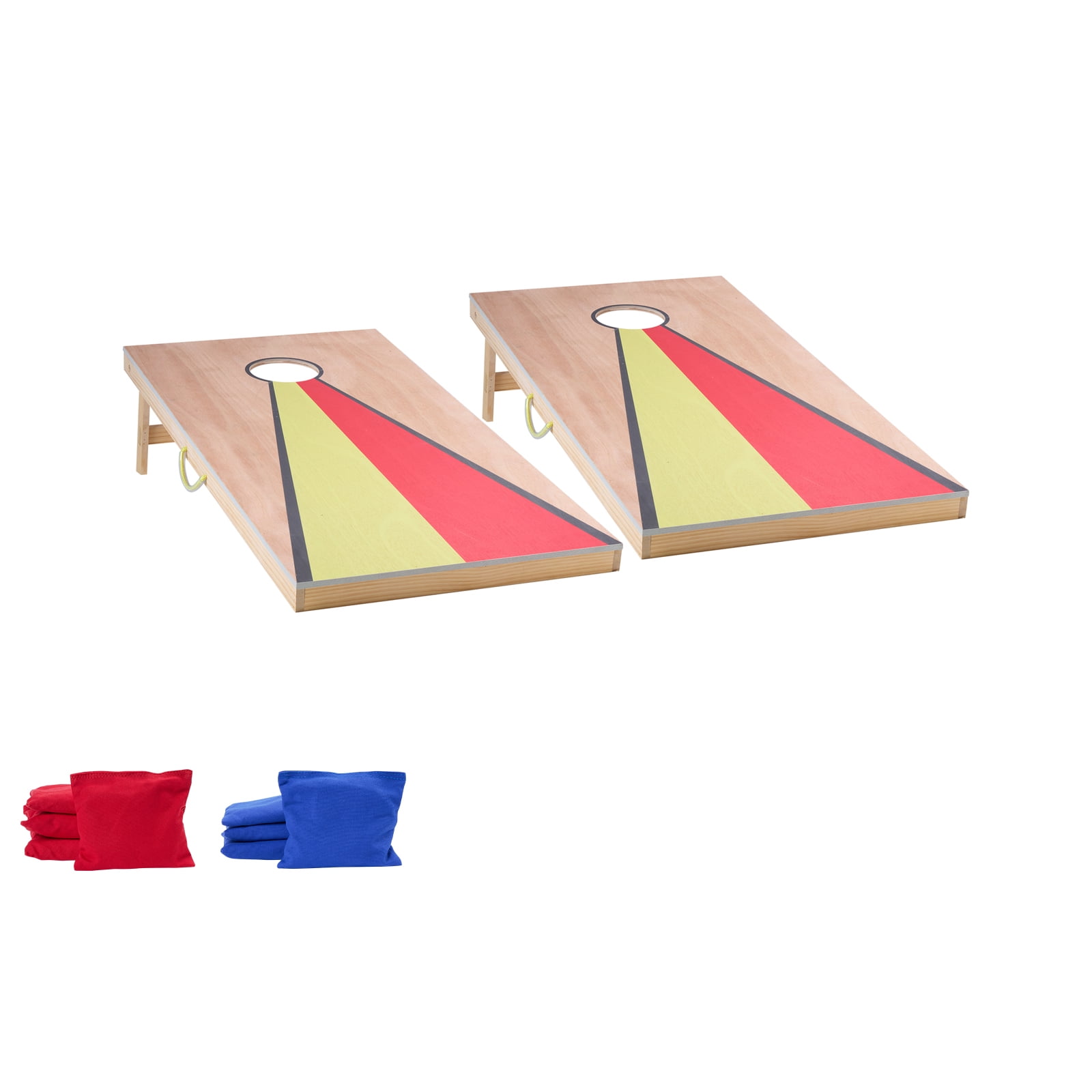 KFFKFF Cornhole Set, 4x2 ft Wooden Toss Game Boards, Portable Design with Handle, Includes 8 Bean Bags, Suitable for Indoor and Outdoor Use in Yard, Backyard, Beach, or Camping
