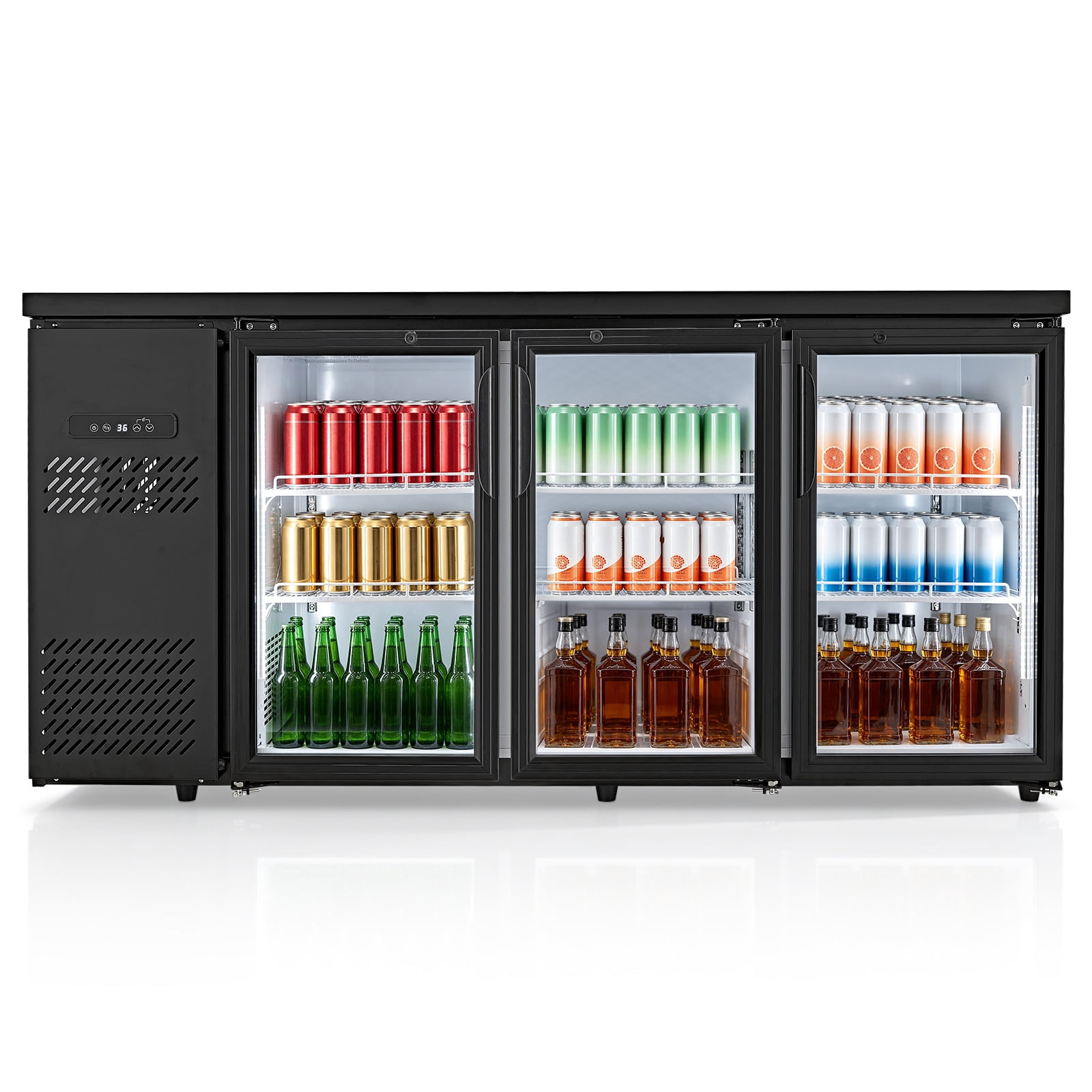 KFFKFF Counter Height Back Bar Cooler, 19.6 Cu. Ft Beverage Refrigerator with 3 Glass Doors, LED Lighting, and Fan Cooling for Commercial Use in Bars, Pubs, and Stores