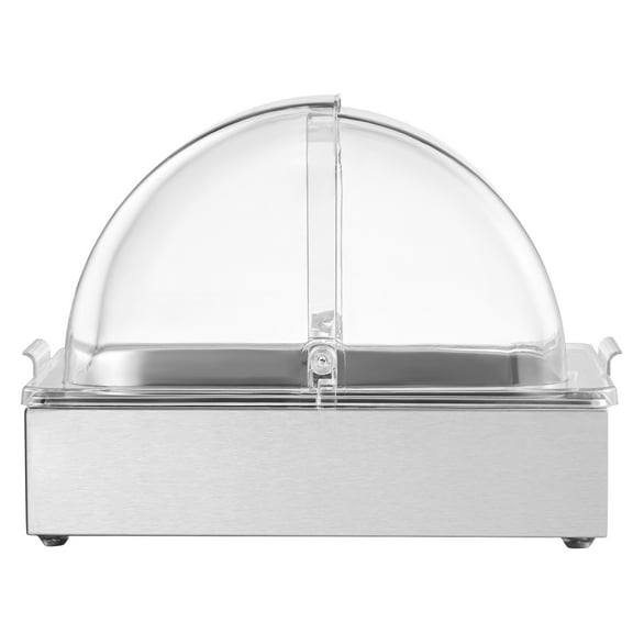 KFFKFF Countertop Food Serving Display Container, 1 x 1/2 Pan Stainless Steel Tray, Buffet Condiment Holder with Clear Lid & Ice Tray, Suitable for Restaurants, Hotels, Kitchens, and Parties