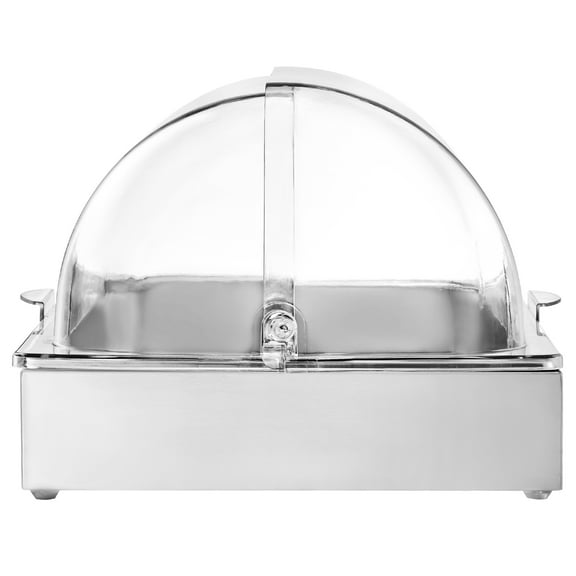 KFFKFF Countertop Food Serving Display Container, 1 x 1 Pan Stainless Steel Tray, Buffet Condiment Holder with Transparent Lid & 3 Ice Trays, Ideal for Restaurants, Hotels, Kitchens, and Parties