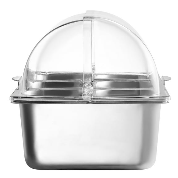 KFFKFF Countertop Food Serving Display Container, 5-Pan Stainless Steel Tray with Clear Lid & 3 Freezer Boxes, Ideal for Buffet, Kitchen, Restaurant, or Party Use
