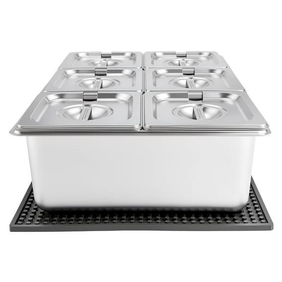 KFFKFF Countertop Food Serving Display Container, Stainless Steel Salad Server Tray, Buffet Condiment Organizer, Ice-Cooled Rack with Individual Lids, Ideal for Restaurants, Hotels(6x1/6 Pan)