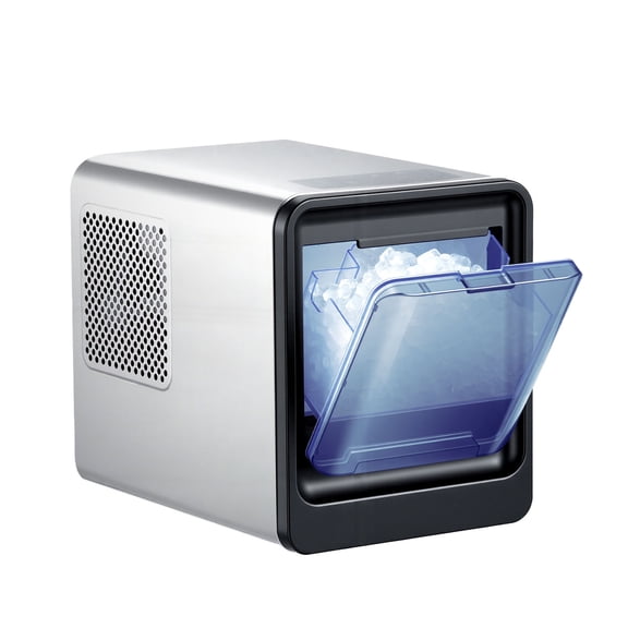 KFFKFF Countertop Ice Maker, 33 lbs Daily Capacity, Self-Cleaning Portable Machine with Scoop, Drawer-Style Access, Nugget Ice Maker for Home, Kitchen, Office, Bar, and Parties