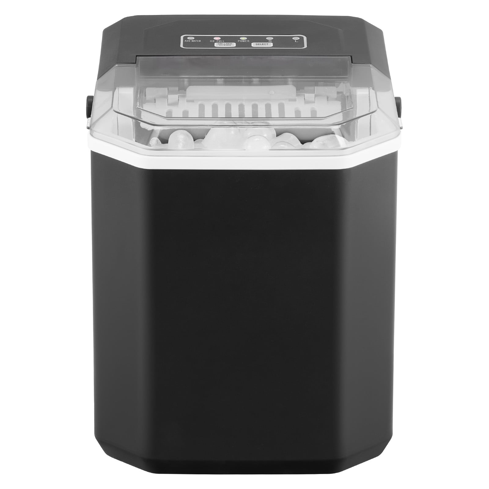 KFFKFF Countertop Ice Maker, Produces 9 Ice Cubes in 6 Minutes, 26lbs Daily Capacity, Portable Ice Machine with Self-Cleaning Function, Includes Ice Scoop and Basket, Offers Two Sizes of Bullet Ice