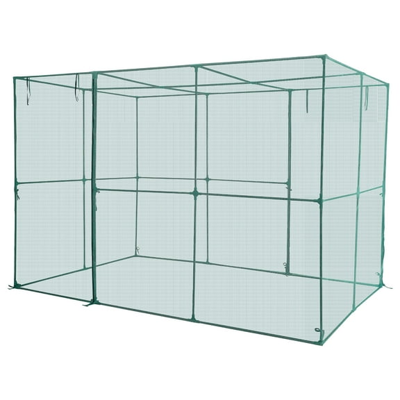KFFKFF Crop Protection Tent, 9.5 x 6.36 x 6.36 ft with Zippered Door, Durable and Wind-Resistant Design, Easy Assembly, Outdoor Cover for Raised Beds, Netting for Garden Plants and Patio