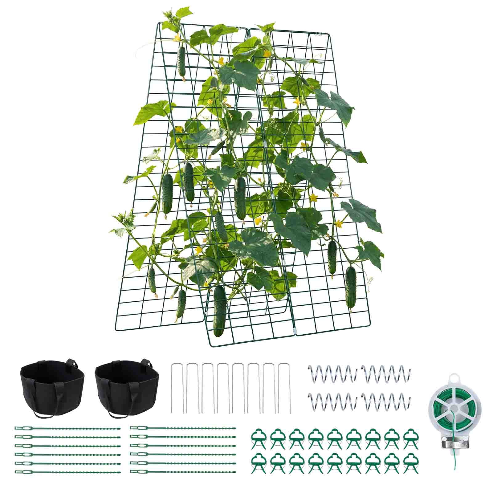 KFFKFF Cucumber Trellis 4 Pack, A-Frame Garden Supports for Raised Beds, Durable Metal Coated Plant Frames for Vines, Climbing Vegetables, Peas, Beans, Zucchini, Tomatoes (46.06 x 16.93 in x 4PCS)