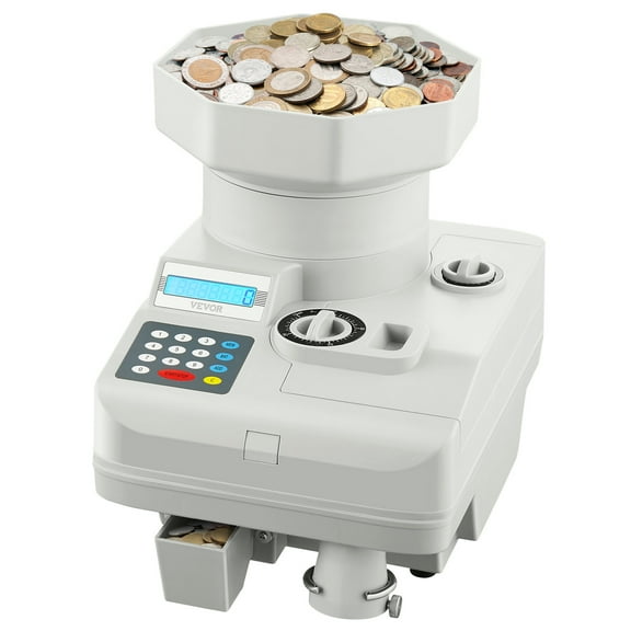 KFFKFF Currency Tallying Device, Expert Coin Organiser with LED Indicator, Can Accommodate up to 11000 Coins, Automated Coin Arranging and Wrapping Apparatus for All Coins