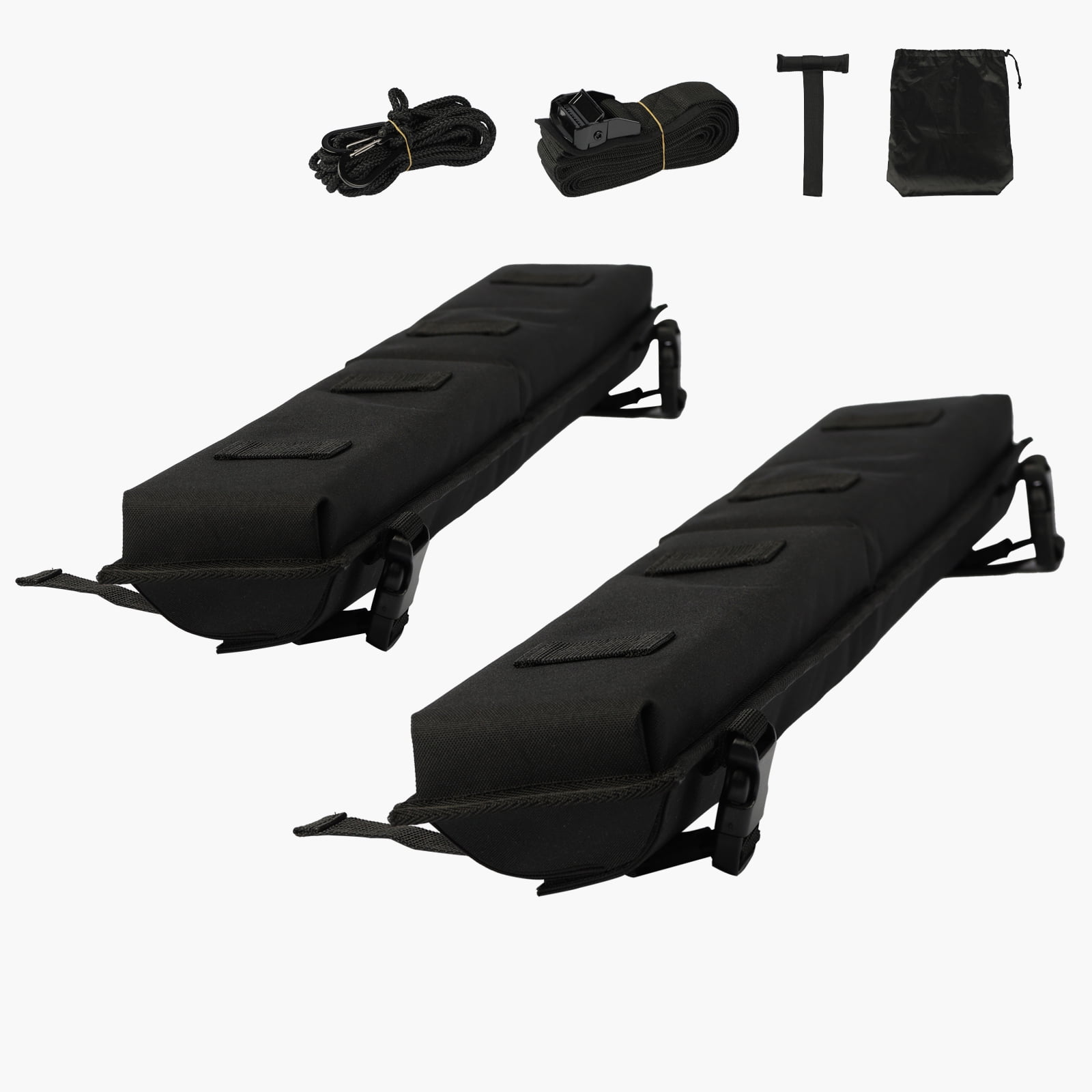 KFFKFF Cushioned Roof Rack Pads, 30" Universal Vehicle Roof Rack Cushion for Multiple Crossbars, 176LBS Load Capacity Kayak Holder with 2 Securing Straps, 2 Rapid Loop Straps & Carry Bag
