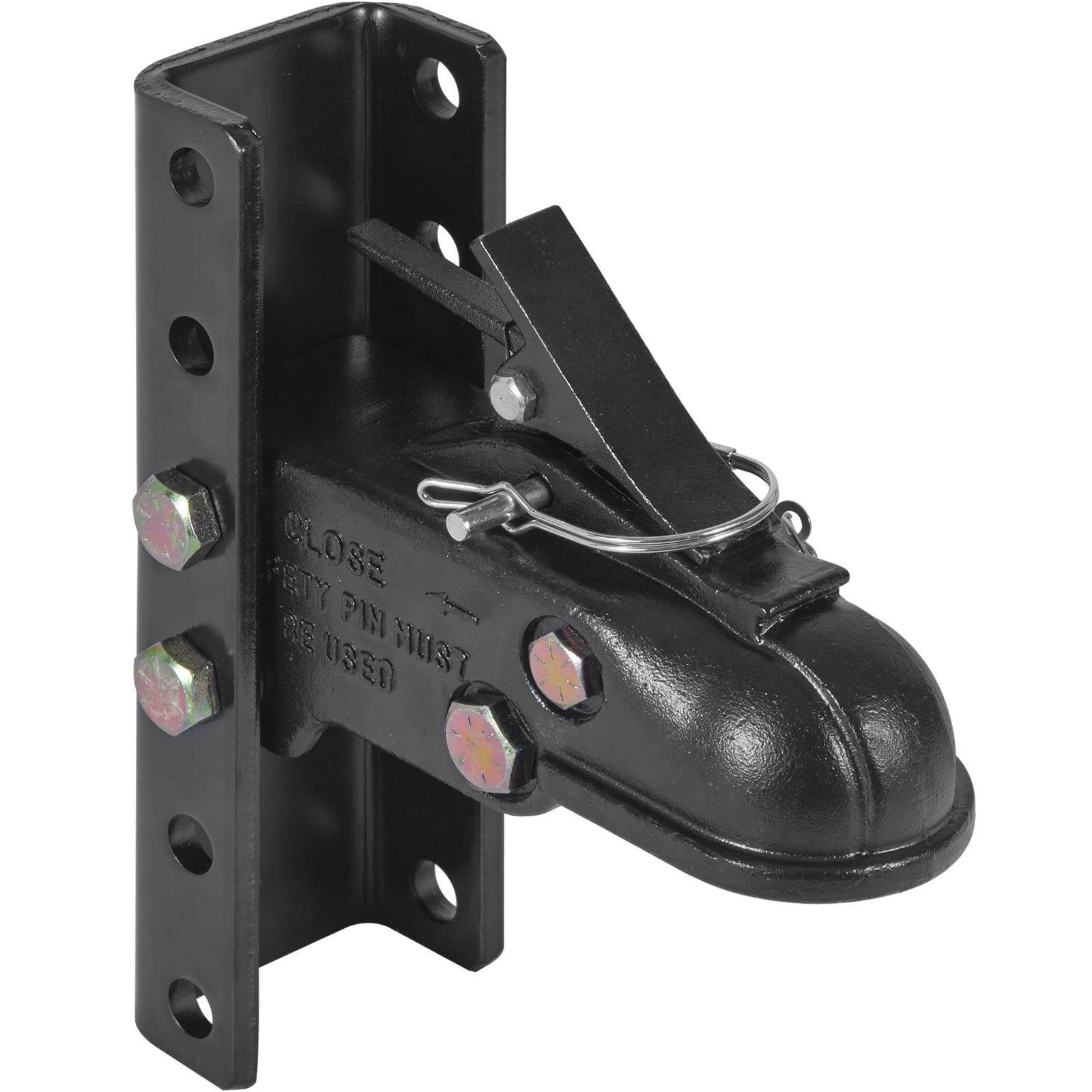 Heavy-Duty Black Adjustable Trailer Coupler with Channel Bracket