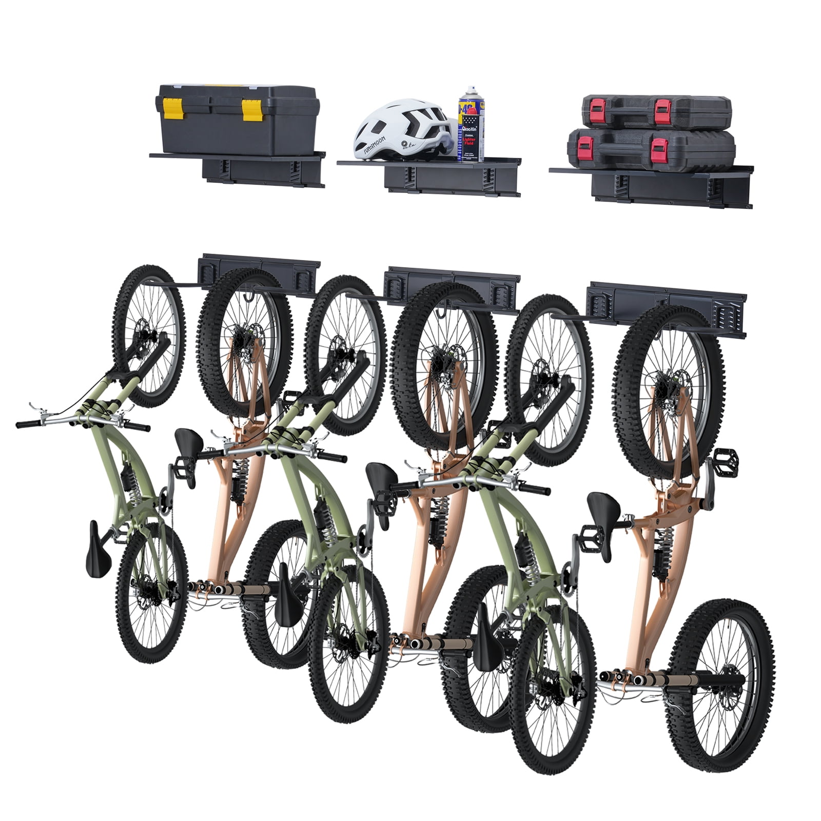 KFFKFF Cycling Storage Solution, Wall-Mounted Support for 6 Bicycles ...