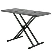 KFFKFF DJ Workstation, Adjustable 32"-43" x 18" Portable Stand for DJ Equipment, Compact DJ Desk with Dual-X Frame, Height-Adjustable for Laptops, Controllers, Foldable for Easy Transport