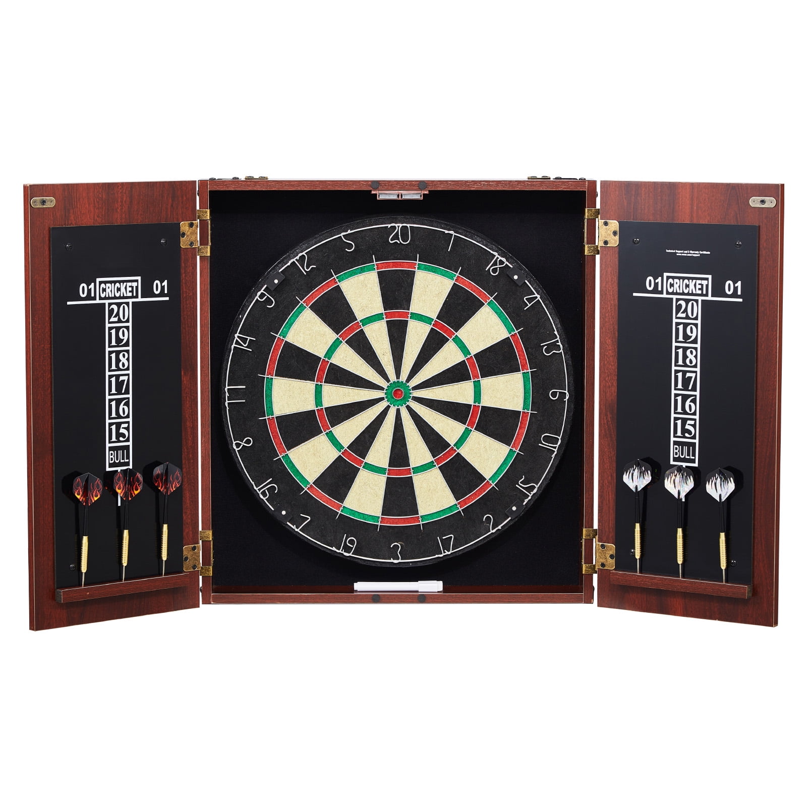 KFFKFF Dartboard with Cabinet Kit, Official Size Dartboard Cabinet Set, Steel Point Dart Concealment Cabinet, Simple Assembly, Comes with All Necessary Equipment, Ideal for Cricket Matches