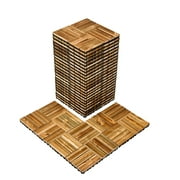 KFFKFF Deck Tiles of Solid Wood, Set of 27, 12"x12" Camphor Pine Wood Flooring, Waterproof and Suitable for All Weather Conditions, Ideal for Patio, Porch, Poolside, Balcony, and Backyard Decking