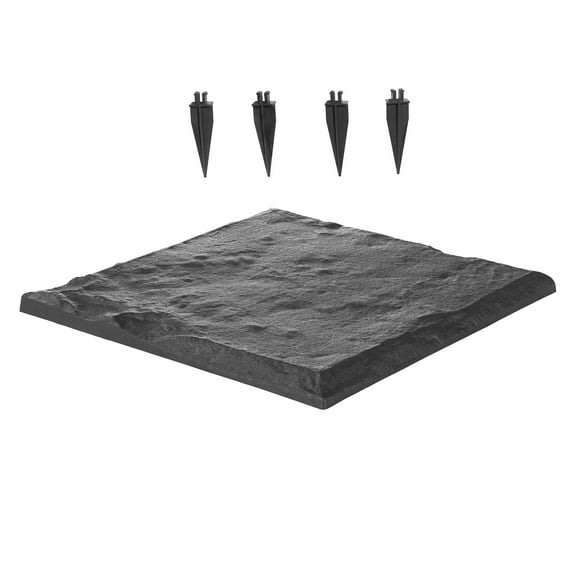 KFFKFF Decorative Garden Stepping Stones, 8 Pieces 15.5 x 15.5 in, Weather-Resistant Plastic Pathway Pavers with Stakes, Smooth Surface for Outdoor Walkways, Lawn, Patio, and Landscape, Grey