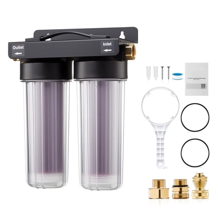 KFFKFF Deionized Water Filtration System for Car Washing, Spot-Free Water System with Dual 0.5L Color-Changing Resin, Ideal for Cars, RVs, Motorcycles, and Windows