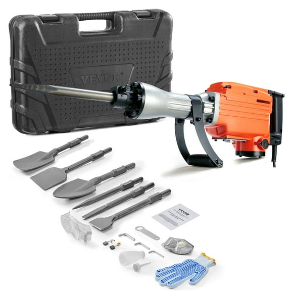 KFFKFF Demolition Jack Hammer, 2200W Heavy Duty Jackhammer, 1350 BPM for Breaking Concrete, Includes 6 Chisel Bits and Carrying Case